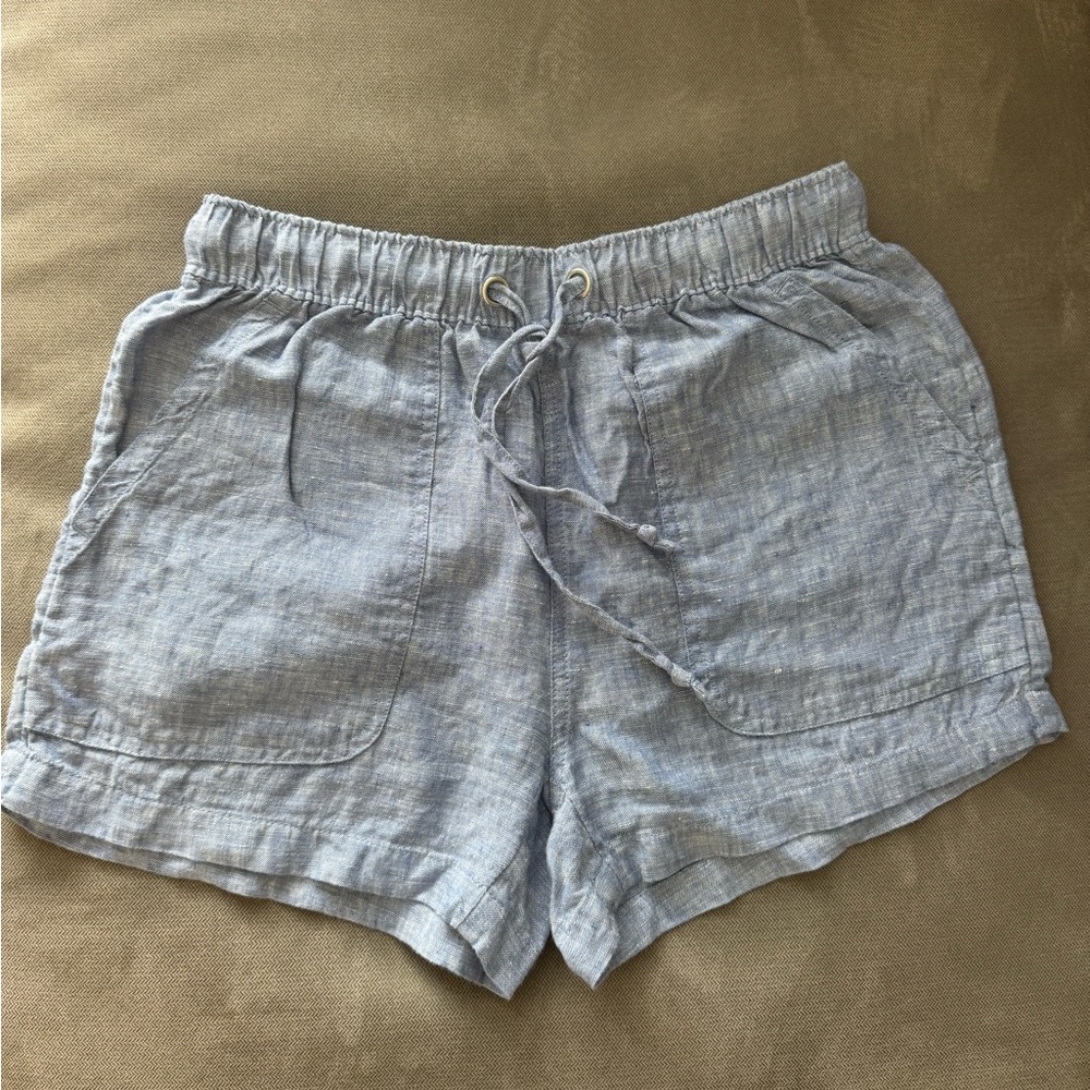 C&C California Light Blue Linen-Blend Shorts XS